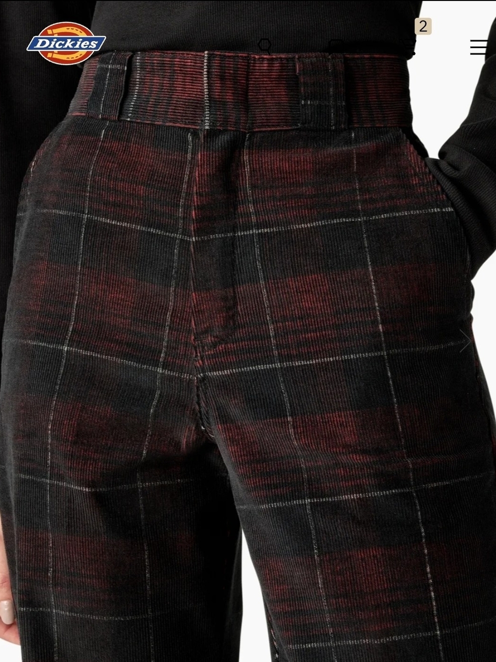 Dickies Women’s Red & Black Plaid Corduroy Pants